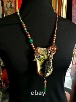 Art deco nouveau jewelry necklace pendant woman luxury jewels charm retro style