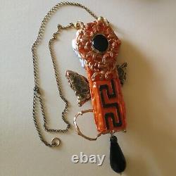 Art deco nouveau jewelry necklace pendant woman luxury retro butterfly wings bib