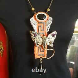 Art deco nouveau jewelry necklace pendant woman luxury retro butterfly wings bib