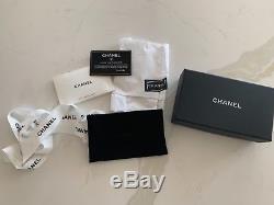 Auth CHANEL LE BOY Black Caviar Coin Card Case O-Case Zip Wallet Gold Hardware