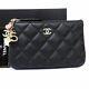 Auth CHANEL Lamb Leather Cosmetic Pouch Coin Purse Multi-charm Unused E1546