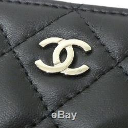 Auth CHANEL Lamb Leather Cosmetic Pouch Coin Purse Multi-charm Unused E1546