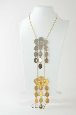 Auth Celine Paris Fw17 Phobe Philo Golden Brass & Silver Coin Necklace Vintage