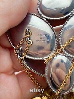 Auth Celine Paris Fw17 Phobe Philo Golden Brass & Silver Coin Necklace Vintage