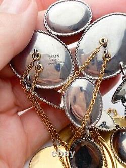 Auth Celine Paris Fw17 Phobe Philo Golden Brass & Silver Coin Necklace Vintage