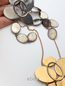 Auth Celine Paris Fw17 Phobe Philo Golden Brass & Silver Coin Necklace Vintage