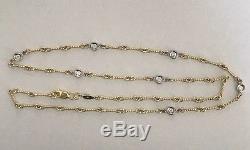 Authentic 18k yellowithw gold & diamond 16 Dog-Bone Station Necklace-Roberto Coin