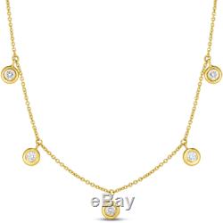 Authentic 18kt YELLOW Gold Dangling Diamond 0.23 Station Necklace-Roberto Coin