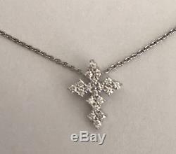 Authentic 18kt white gold diamond Cross 0.17ct Necklace by Roberto Coin