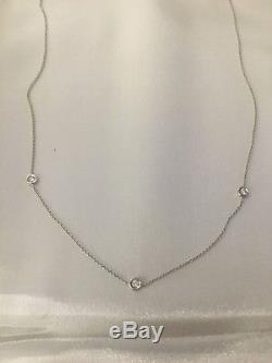 Authentic 3 Station Diamond 18kt WHITE Gold Necklace by Roberto Coin