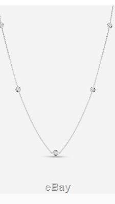 Authentic 5 Station Diamond 18kt WHITE Gold Necklace Roberto Coin with Appraisal
