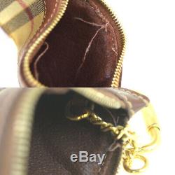 Authentic BURBERRY Logo Nova Check Coin Key Case PVC Leather Gold Italy 07BJ596