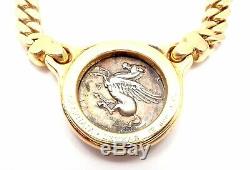 Authentic! Bvlgari Bulgari 18k Yellow Gold Ancient Silver Coin Link Necklace