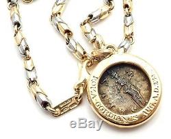 Authentic! Bvlgari Bulgari 18k Yellow & White Gold Ancient Coin Link Necklace