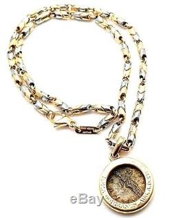 Authentic! Bvlgari Bulgari 18k Yellow & White Gold Ancient Coin Link Necklace