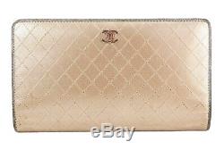 Authentic CHANEL Bronze Quilted Leather CC Long Wallet Coin Purse #32270