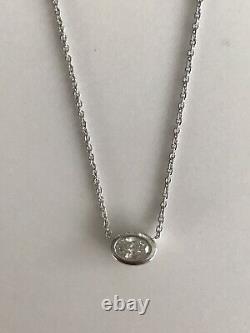 Authentic Diamond Oval Solitaire 0.20ct 18kt WHITE Gold Necklace by Roberto Coin