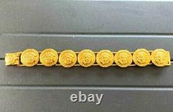 Authentic Gianni Versace Coin Bracelet Medusa Gold ITALY w / storage bag & Box