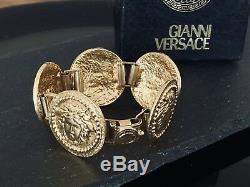 Authentic Gianni Versace Medusa Coin Bracelet, Versace Gold Tone Bracelet