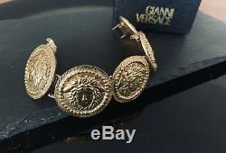 Authentic Gianni Versace Medusa Coin Bracelet, Versace Gold Tone Bracelet