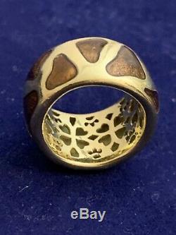 Authentic Gold Roberto Coin Giraffe Wide Enamel Tapered Ring 18 K Size 6.5