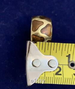 Authentic Gold Roberto Coin Giraffe Wide Enamel Tapered Ring 18 K Size 6.5