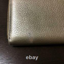 Authentic Gucci Soho Zip-around Zippy Gg Long Wallet Gold Coin Purse Leather