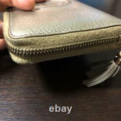 Authentic Gucci Soho Zip-around Zippy Gg Long Wallet Gold Coin Purse Leather