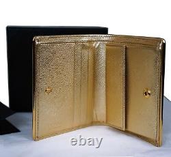 Authentic PRADA Gold Saffiano Leather Compact Wallet with Coin Purse