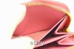 Authentic Prada Saffiano Leather Compact Wallet Purse Coin Case Pink Gold Spain