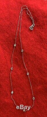 Authentic ROBERTO COIN 18K White Gold, 7 Station Diamond by Inch Necklace, BIN