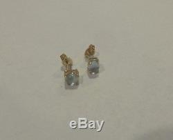 Authentic ROBERTO COIN Shanghai Blue Topaz MOP 18K Gold Oval Stud Earrings