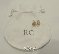 Authentic ROBERTO COIN Shanghai Citrine MOP 18K Gold Round Stud Earrings w pouch