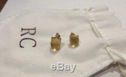 Authentic ROBERTO COIN Shanghai Citrine MOP 18K Gold Round Stud Earrings w pouch