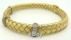 Authentic Roberto Coin 18K Yellow Gold Diamond Woven Silk Bangle Bracelet