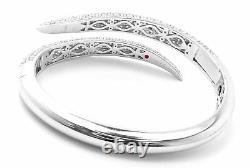 Authentic! Roberto Coin 18k White Gold Diamond Cobra Bangle Bracelet