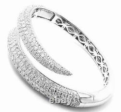 Authentic! Roberto Coin 18k White Gold Diamond Cobra Bangle Bracelet