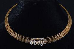 Authentic Roberto Coin 750 18K Solid Gold Station Beaded Collar Omega Necklace