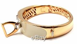 Authentic! Roberto Coin Cheval Stirrup 18k Gold Diamond Enamel Bangle Bracelet