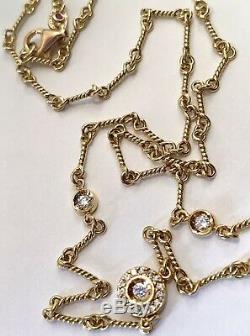 Authentic Roberto Coin Dog-Bone Chain 18K Yellow Gold And Diamond Necklace