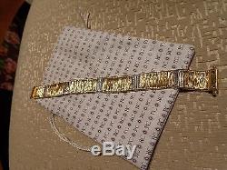 Authentic Roberto Coin Elephant Skin Domed 18k Yellow Gold Diamond Bracelet