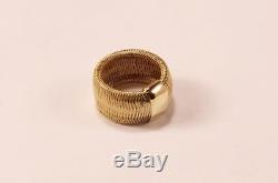 Authentic Roberto Coin Weave Woven 18k Yellow Gold Wide Band Ring Us-7/t54/uk-o