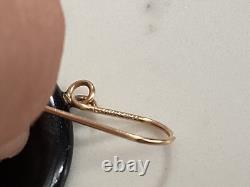 Authentic Signed Milor Italy 14kt Gold & Onyx Italian Coin Earrings Must See Nr