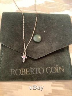 Authentic Tiny Treasures Diamond Baby Cross Necklace Roberto Coin White Gold