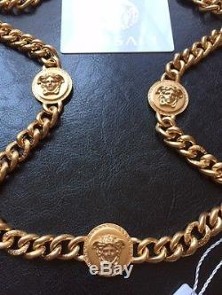 BNWT 100% Authentic Versace Signature Medusa coin long necklace 26 Retail $1400