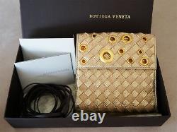 BOTTEGA VENATA Intreccatio Weave Leather Gold Grommet Compact Wallet BRAND NEW