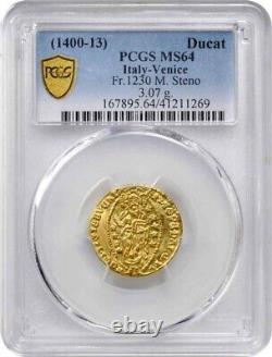 Beautiful 1400-13 Gold Coin Venice Italy Ducat Michael Steno Fr. 1230 PCGS MS64