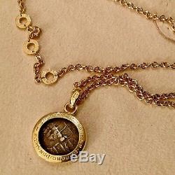 Beautiful Classic Bvlgari 18kt Yellow Gold Monete Pendant Necklace Ancient Coin