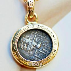 Beautiful Classic Bvlgari 18kt Yellow Gold Monete Pendant Necklace Ancient Coin