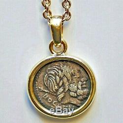 Beautiful Classic Bvlgari 18kt Yellow Gold Monete Pendant Necklace Ancient Coin